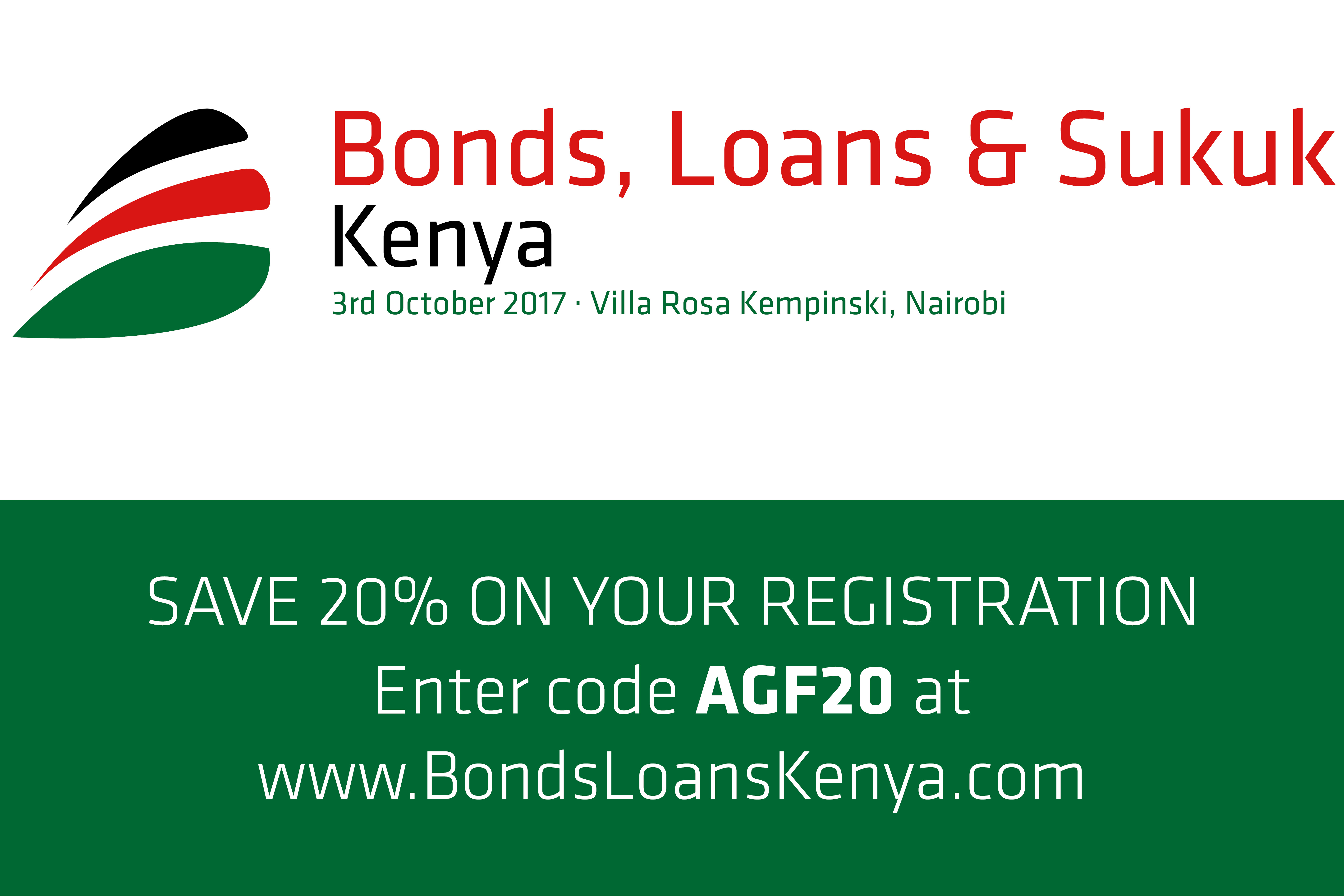<p><strong>Bonds, Loans &amp; Sukuk Kenya</strong> is Kenya's only annual credit event and brings together government officials, borrowers, issuers, regulators, bankers, investors and advisors to discuss and debate pertinent developments in Kenya’s debt capital markets (bonds, loans and sukuk).</p>
