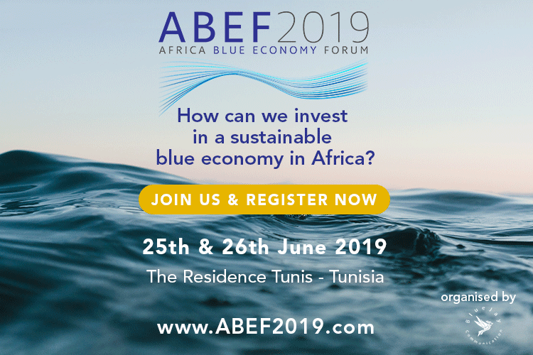 <p>Africa Blue Economy Forum (ABEF), 25-26 June 2019, The Residence Tunis hotel, Tunisia</p>

<p>On 25 – 26 June 2019, Blue Jay Communication will host the second edition of the Africa Blue Economy Forum (ABEF). Taking place in Tunis this year, the event will gather 150+ delegatesfrom across the globe, including ocean experts and innovators, African political leaders and policy makers, international entrepreneurs and investors, as well as NGOs and multilaterals.</p>

<p>Once again, the forum will provide a unique platform for ocean stakeholders to share insights on how to achieve SDG 14 and present new investment opportunities, while facilitating public-private partnerships and networking.</p>
