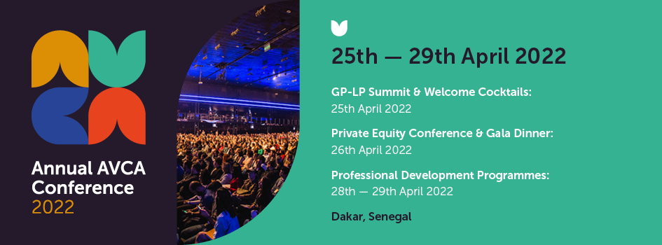 <p>The Annual AVCA Conference is the&nbsp;leading private investment conference in Africa.<br />
<br />
This year, our speakers will share balanced views on the current state of Africa&rsquo;s private equity and venture capital industry, celebrating the accomplishments and setting out a plan of action to tackle the challenges and turn the tide.<br />
<br />
Book early bird tickets now.&nbsp;<a data-attribute-index="0" href="https://www.linkedin.com/feed/hashtag/?keywords=avca2022&amp;highlightedUpdateUrns=urn%3Ali%3Aactivity%3A6892362357117698048">#AVCA2022</a><br />
<br />
2022 will be the first year that the AVCA offers a hybrid conference. Virtual delegates will enjoy the full conference experience through our state-of-the-art virtual platform.<br />
<br />
Visit&nbsp;website: <a href="https://www.avcaconference.com/">https://www.avcaconference.com/</a></p>

<p>&nbsp;</p>
