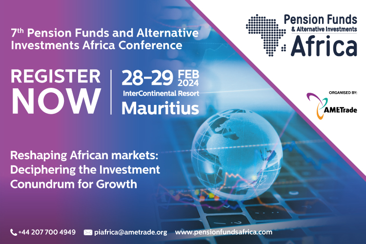 <p><b><a href="https://pensionfundsafrica.com/">PIAFRICA 2024</a>, the 7th edition of the Pension Funds and Alternative Investments Africa Conference</b>, is set to take place<b>&nbsp;on February 28th &ndash; 29th, 2024, at the Intercontinental in Mauritius</b>.&nbsp;</p>

<p>This year&rsquo;s theme,&nbsp;<b>Responsible Investing and Diversification Strategies in a Low-Growth Environment</b>, was lauded by The Minister of Financial Services and Good Governance, highlighting Africa&rsquo;s immense potential and announcing new ESG initiatives to give confidence to the international investing community.</p>

<p>This distinguished event&nbsp;<b>brings together Pension Fund Managers, Investment Managers, Institutional Managers, and industry leaders for a groundbreaking gathering.&nbsp;</b>The overarching theme of the event revolves around exploring new investment avenues, especially in alternative investments, and addressing the challenges that accompany them.</p>

<p><b><a href="https://pensionfundsafrica.com/">PIAFRICA</a>&nbsp;</b>is not just a conference; it&rsquo;s a dynamic and inclusive platform that facilitates exploration of investment opportunities, tackles challenges, embraces technology, and explores opportunities contributing to economic development within Africa.&nbsp;<b>With a focus on diversification, regulatory compliance, impact investing, and member-centric approaches, the event fuels innovation and collaboration, paving the way for a resilient and prosperous future in pension fund management and alternative investments.</b></p>

<p><strong>Conference Highlights</strong></p>

<p><b>The 2024 conference will focus on how Pension Funds can forge new relationships with the private sector for infrastructure, fixed income, real estate, and renewable energy investments, contributing significantly to Africa&rsquo;s economic development.</b>&nbsp;Private Equity firms can also diversify their portfolios and prosper by mitigating risks during economic headwinds and leveraging lucrative alternate investment opportunities for growth.</p>

<p>For more information, contact:</p>

<p><strong>PIAfrica Team</strong></p>

<p><a href="mailto:piafrica@ametrade.org">piafrica@ametrade.org</a><br />
<a href="tel:+442077004949">+44 207 700 4949</a></p>

