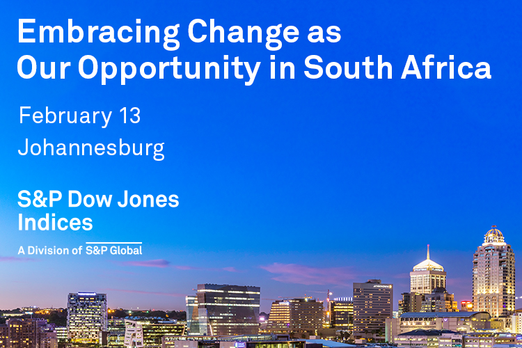<p>Post-ANC elections, where to invest? In this rapidly shifting environment, can South Africa keep moving in lock-step with international markets? This S&amp;P DJI event brings together thought leaders and renowned practitioners to examine these questions from multiple angles. Additionally our keynote will offer an outlook on February 2018 budget expectations, and thoughts on potential areas of growth and innovation. Panel discussions and debates will consider how passive investing may contribute; the wide range of index-based vehicles available to market participants; which indices may suit particular risk/return goals and when/how to employ these, and finally innovative ways to combine active and passive in constructing portfolios across asset classes.</p>
